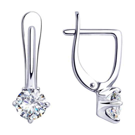 Серьги из серебра с черными фианитами "Звезды"