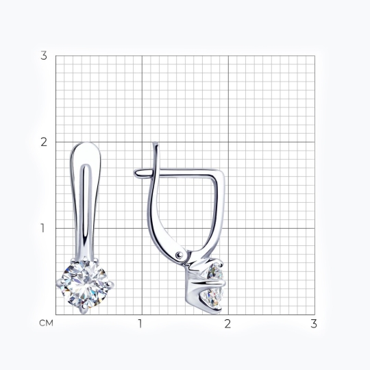 Серьги из серебра с черными фианитами "Звезды"