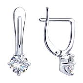 Серьги из серебра с фианитами