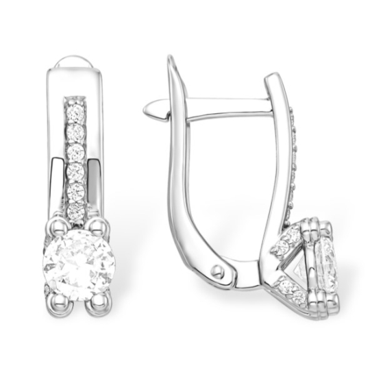 Серьги из серебра с гранатами и фианитами