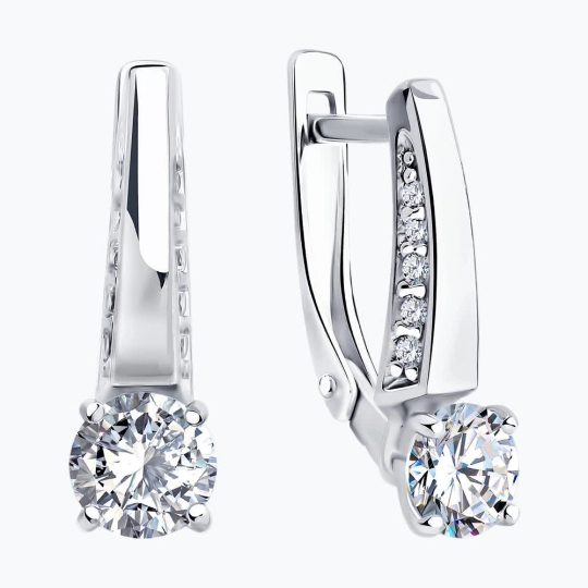 Серьги из серебра с фианитами