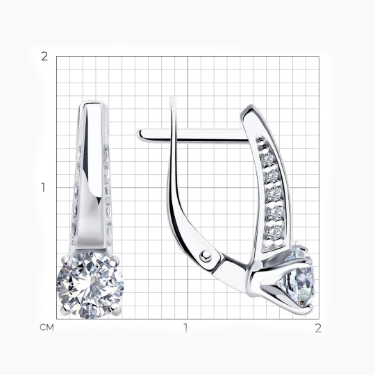 Серьги из серебра с фианитами