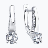 Серьги из серебра с фианитами