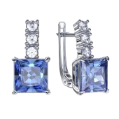 Серьги из серебра с кварцами и фианитами