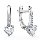 Серьги из серебра с фианитами