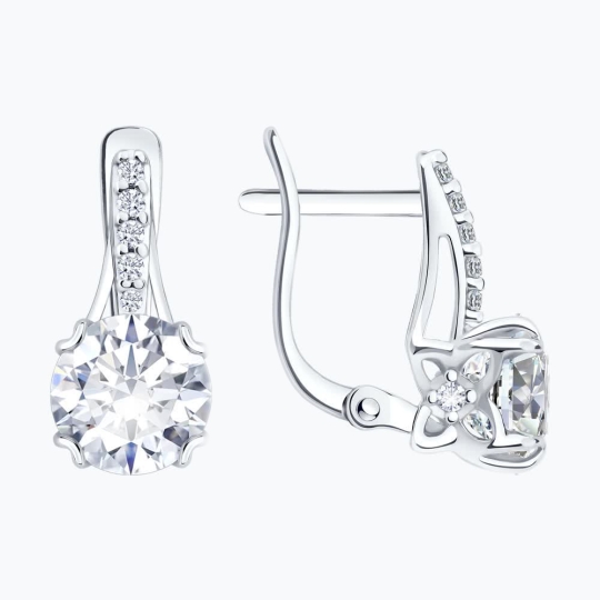 Серьги из серебра с фианитами 