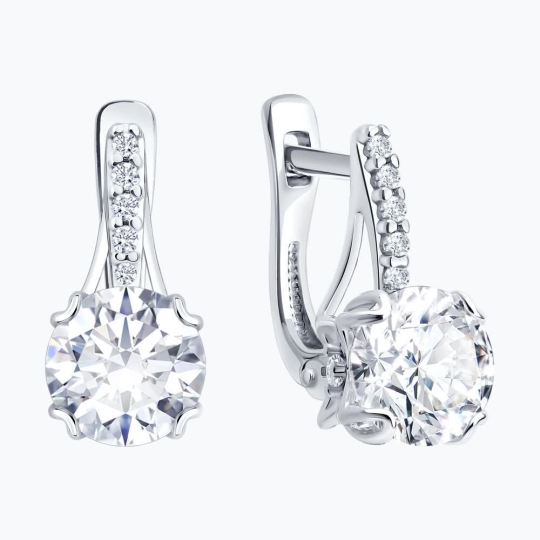 Серьги из серебра с фианитами 