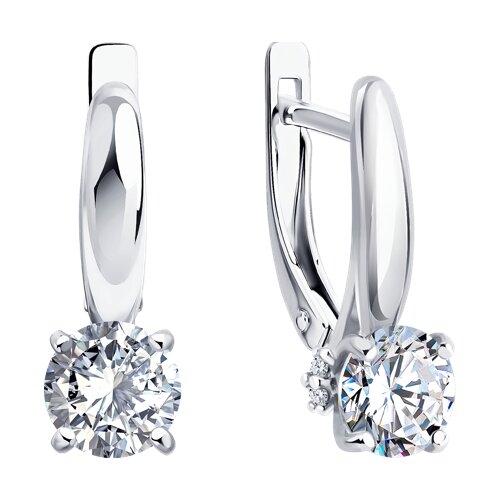 Серьги-трансформеры из серебра с фианитами