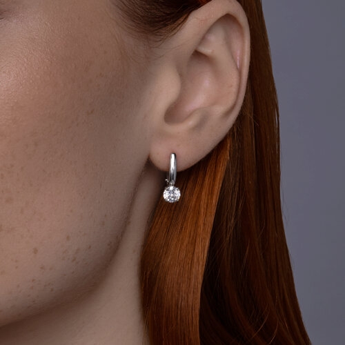 Серьги-трансформеры из серебра с фианитами