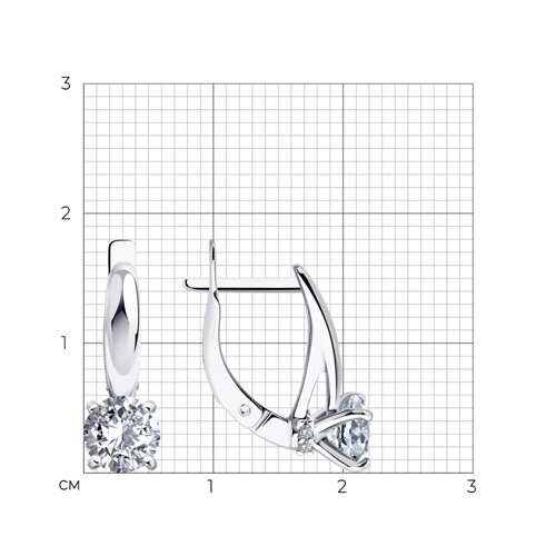 Серьги-трансформеры из серебра с фианитами