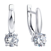 Серьги из серебра с фианитами