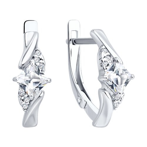 Серьги из серебра с фианитами