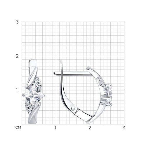 Серьги из серебра с фианитами