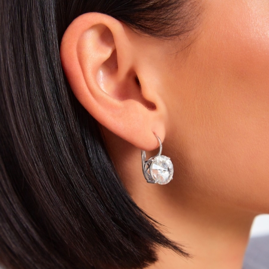 Серьги из серебра с агатами и фианитами