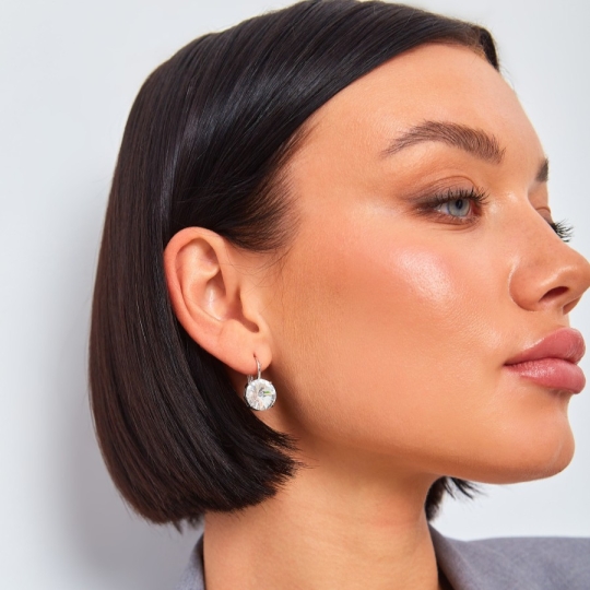 Серьги из серебра с агатами и фианитами