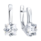 Серьги из серебра с фианитами