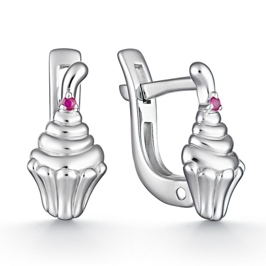 Серьги из серебра с фианитами