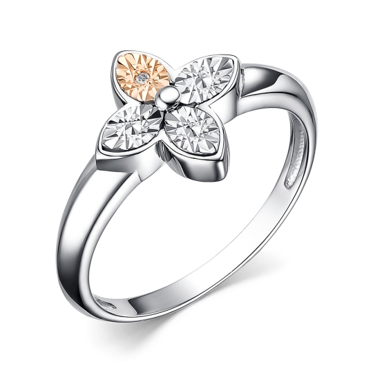 Серьги из серебра с золотой вставкой и бриллиантами