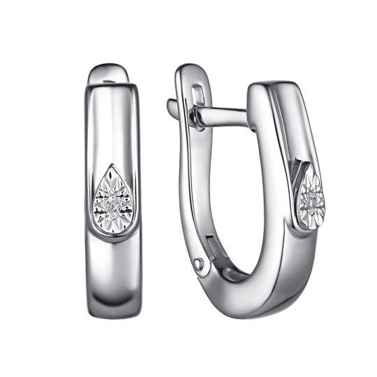 Серьги из серебра с золотыми вставками и бриллиантами