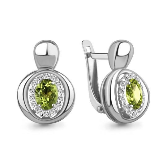 Кольцо из серебра с хризолитом и фианитами