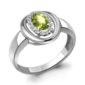 Кольцо из серебра с хризолитом и фианитами