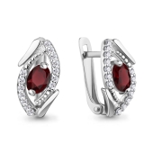 Серьги из серебра с гранатами и фианитами