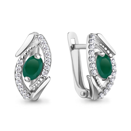 Кольцо из серебра с агатом и фианитами