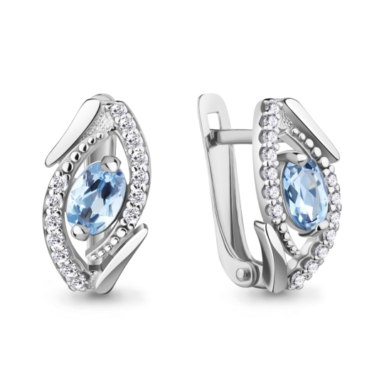 Серьги из серебра с агатами и фианитами