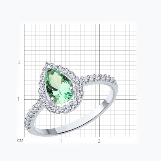 Кольцо из серебра с ситаллом и фианитами