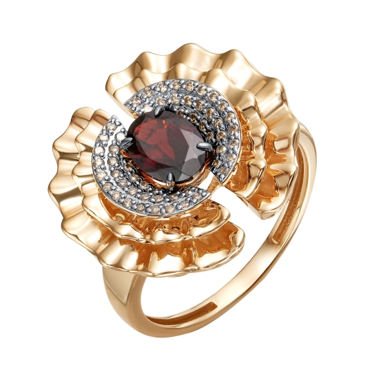 Подвеска-брошь из золота с бриллиантами и гранатом