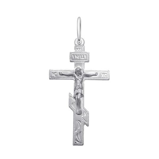 Подвеска-крест из серебра с бриллиантом