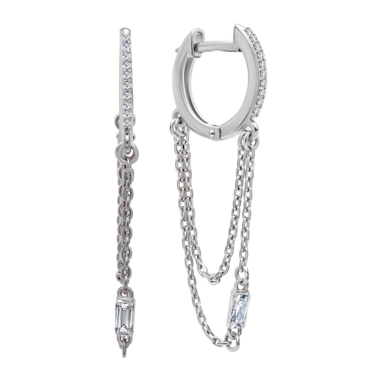 Серьги из серебра с позолотой и фианитами