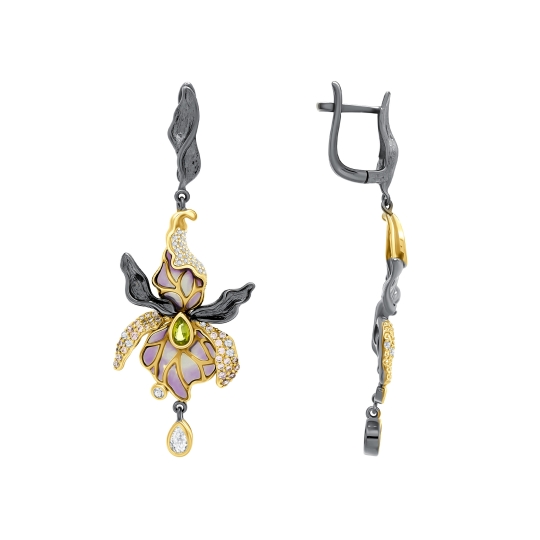 Серьги из серебра с фианитами