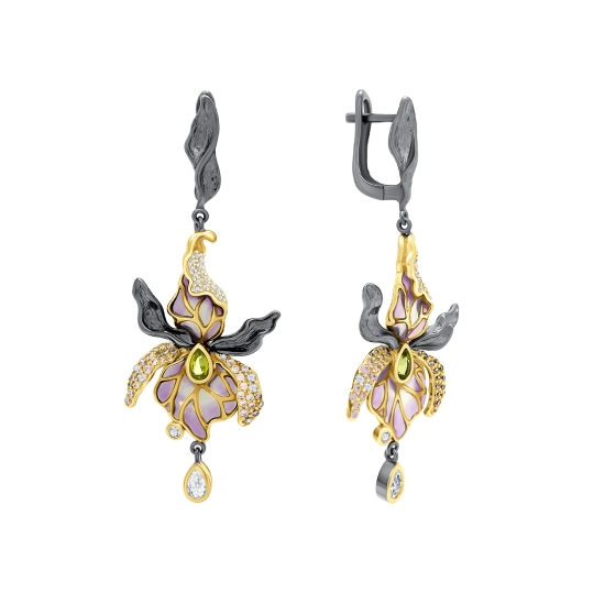 Серьги из серебра с фианитами