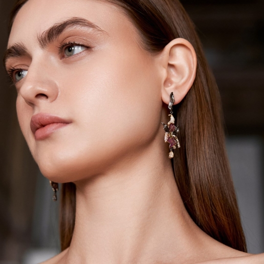 Серьги из серебра с фианитами