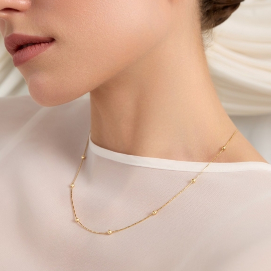 Колье из золота с фианитами и эмалью