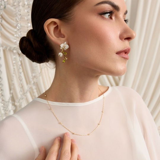 Колье из золота с фианитами и эмалью