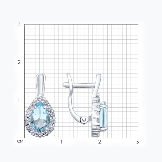 Кольцо из серебра с топазом и фианитами