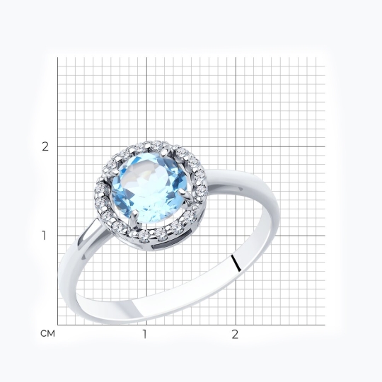 Кольцо из серебра с топазом и фианитами