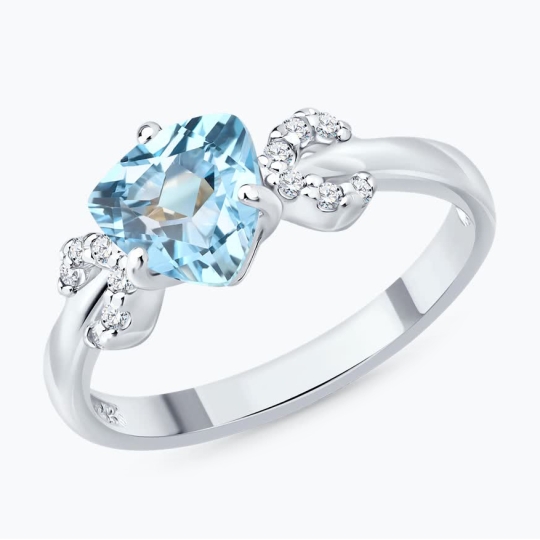 Серьги из серебра с топазами и фианитами