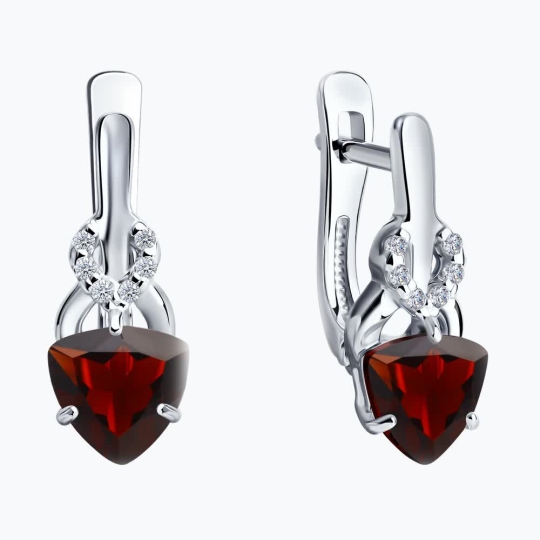 Кольцо из серебра с гранатом и фианитами