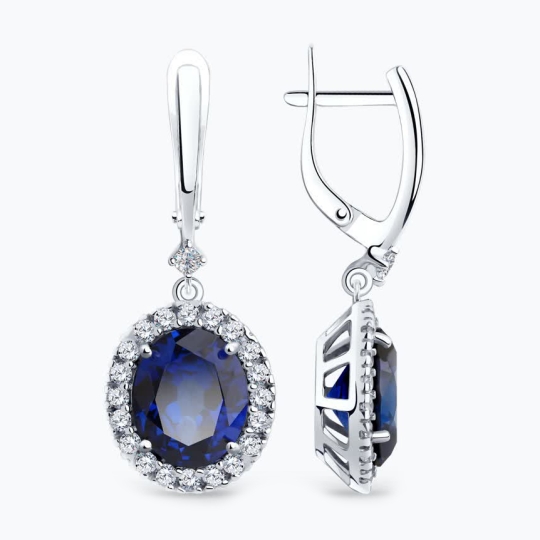 Серьги из серебра с топазами и хризолитами