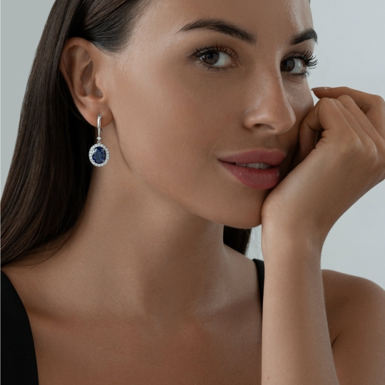 Серьги из серебра с топазами и хризолитами