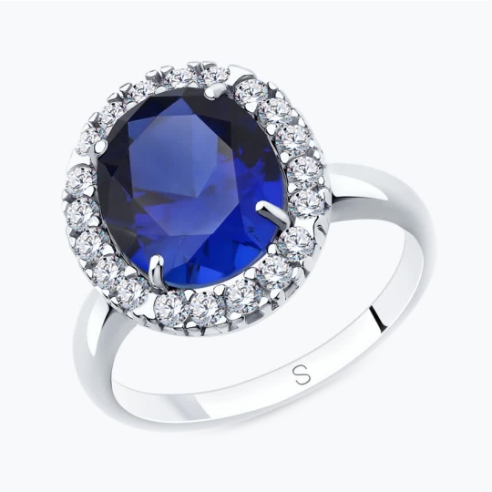 Кольцо из серебра с гранатом и фианитами