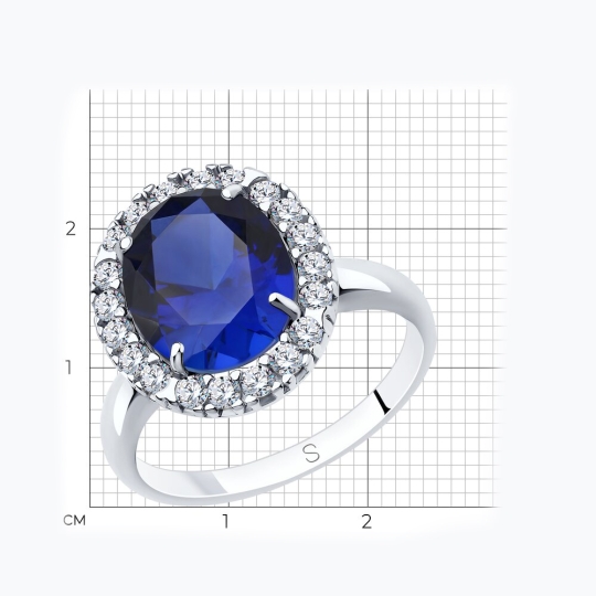Кольцо из серебра с гранатом и фианитами