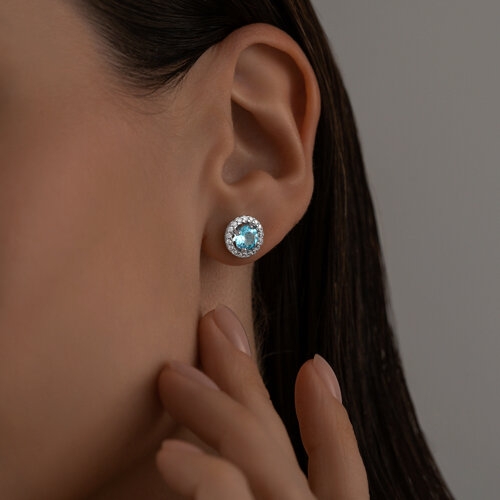 Подвеска из серебра с топазом и фианитами