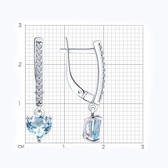 Серьги из серебра с ювелирными кристаллами