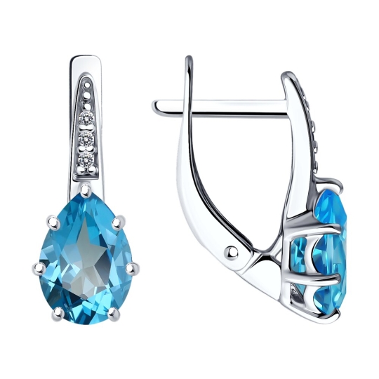 Серьги из серебра с фианитами 