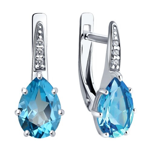 Серьги из серебра с фианитами 