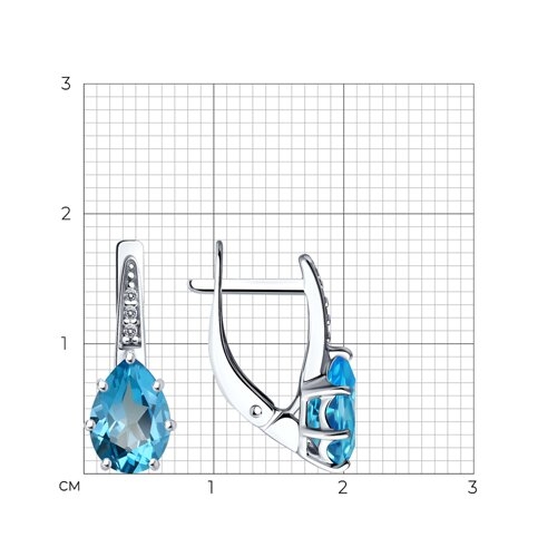 Серьги из серебра с фианитами 